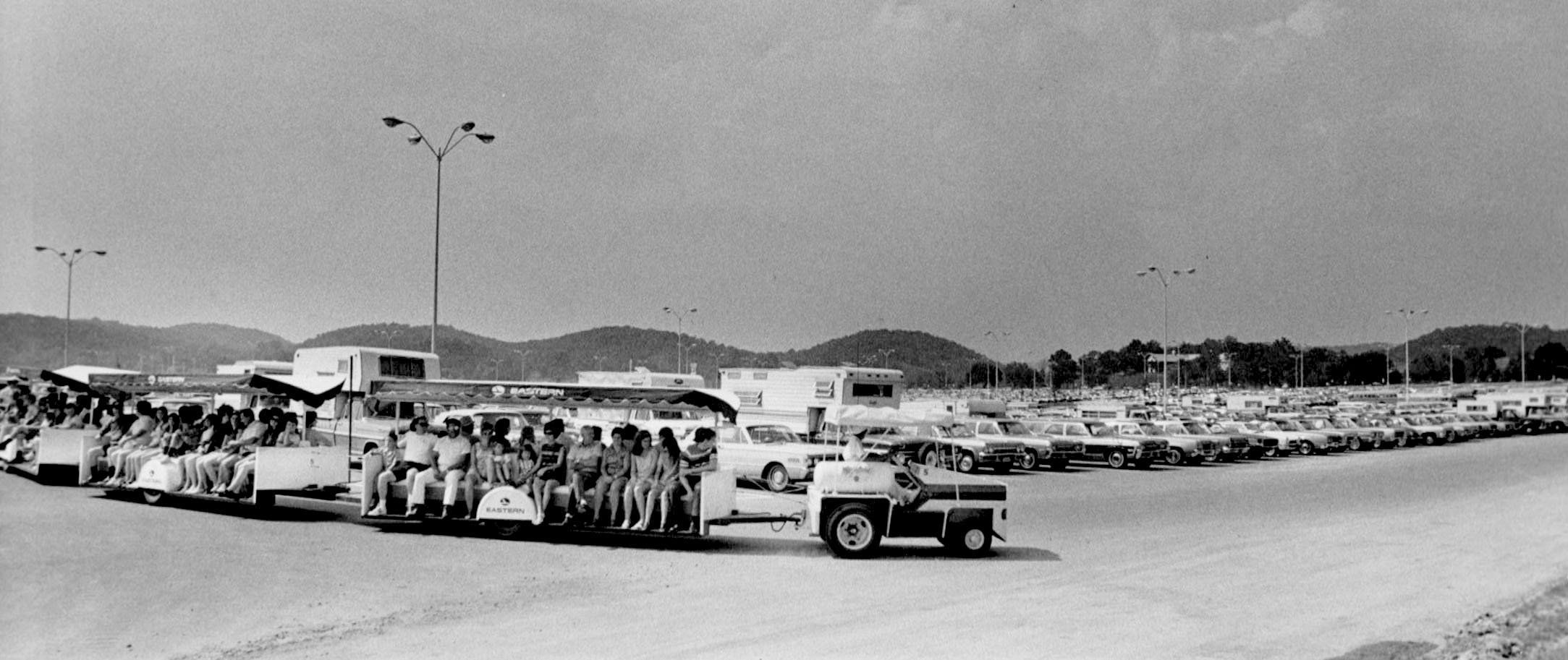 Six Flags Over Mid-America parking trolley in 1971